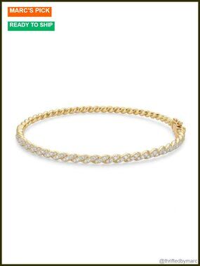 14K Gold Plated Bangle Bracelet 3MM Stacking Gift for Women Her